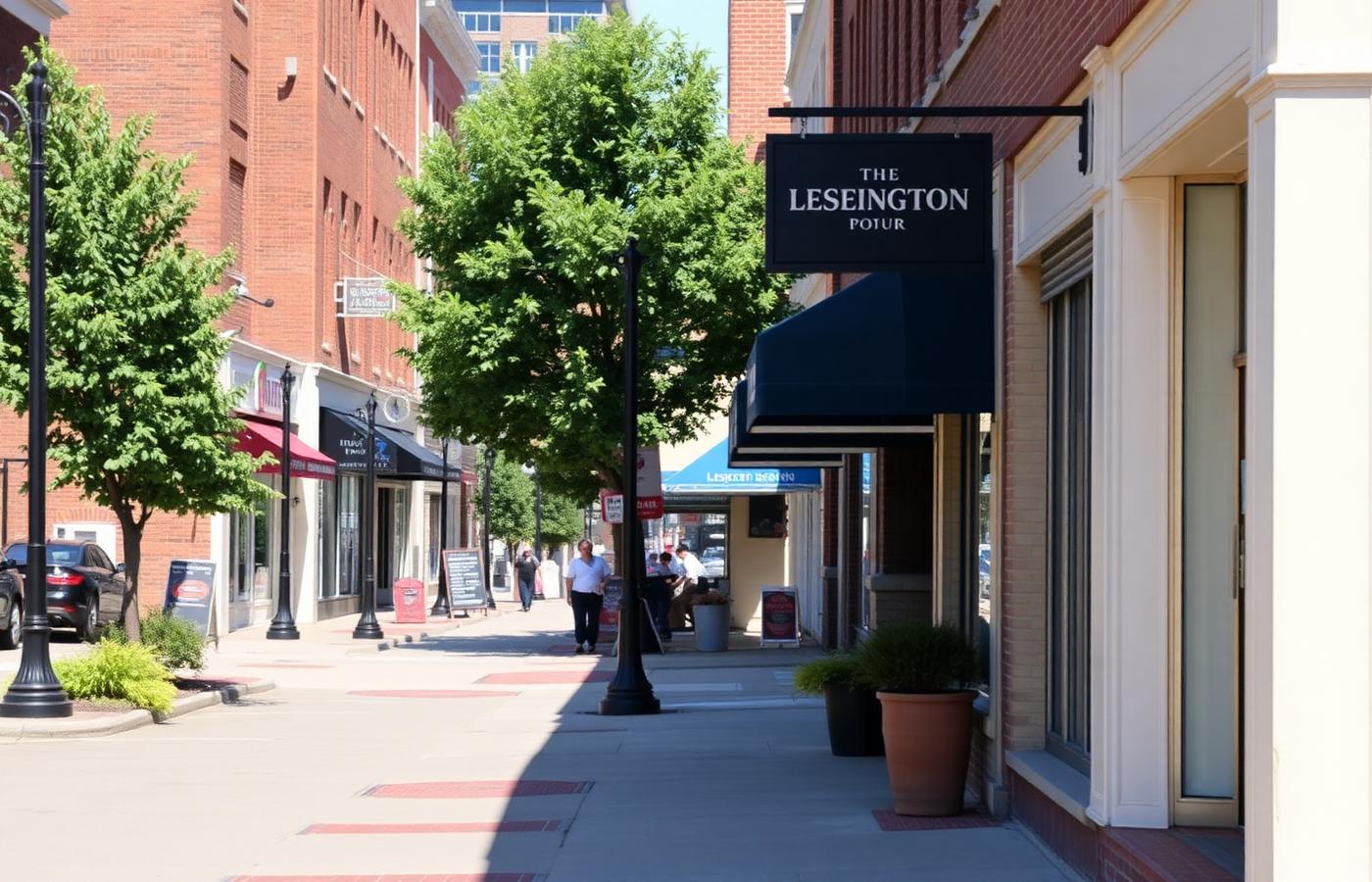 Small business storefronts in downtown Lexington, Kentucky